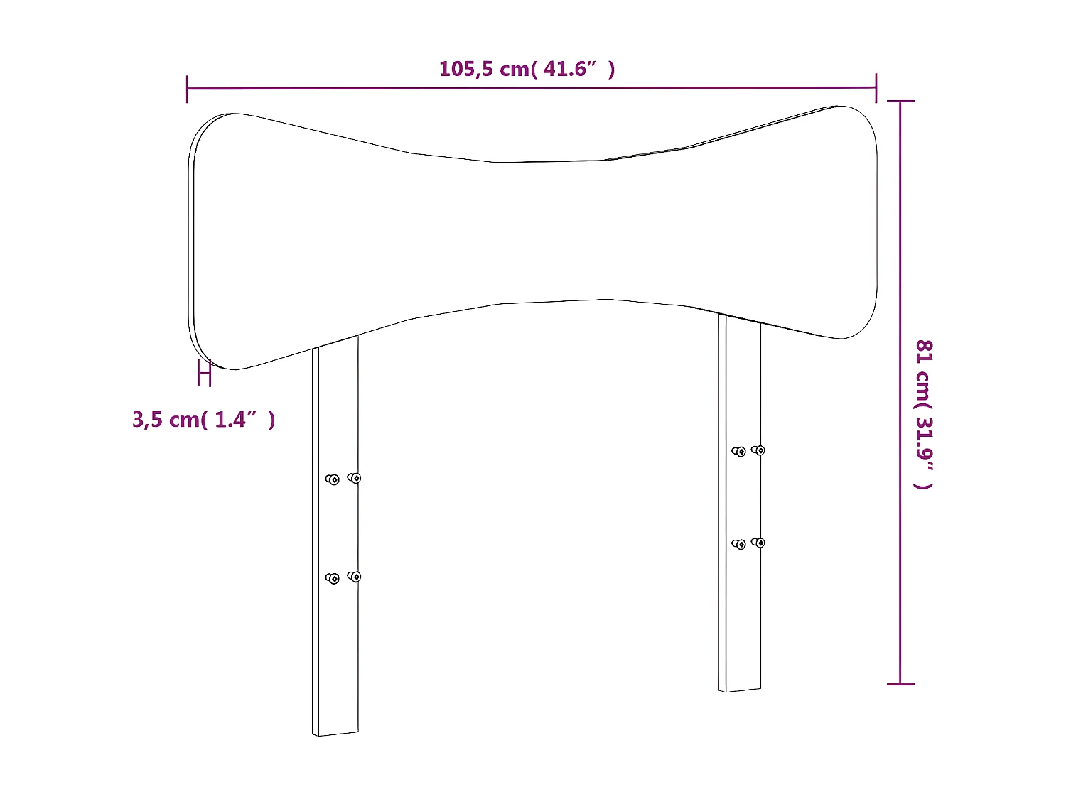 Hoofdbord 100 cm massief grenenhout wit