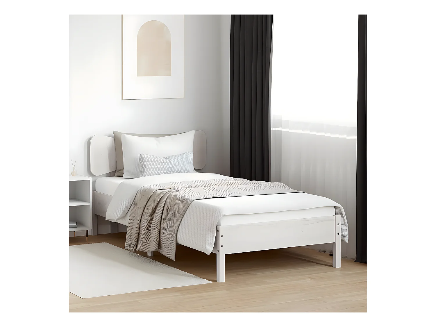 Tête de lit blanc 100 cm bois massif de pin