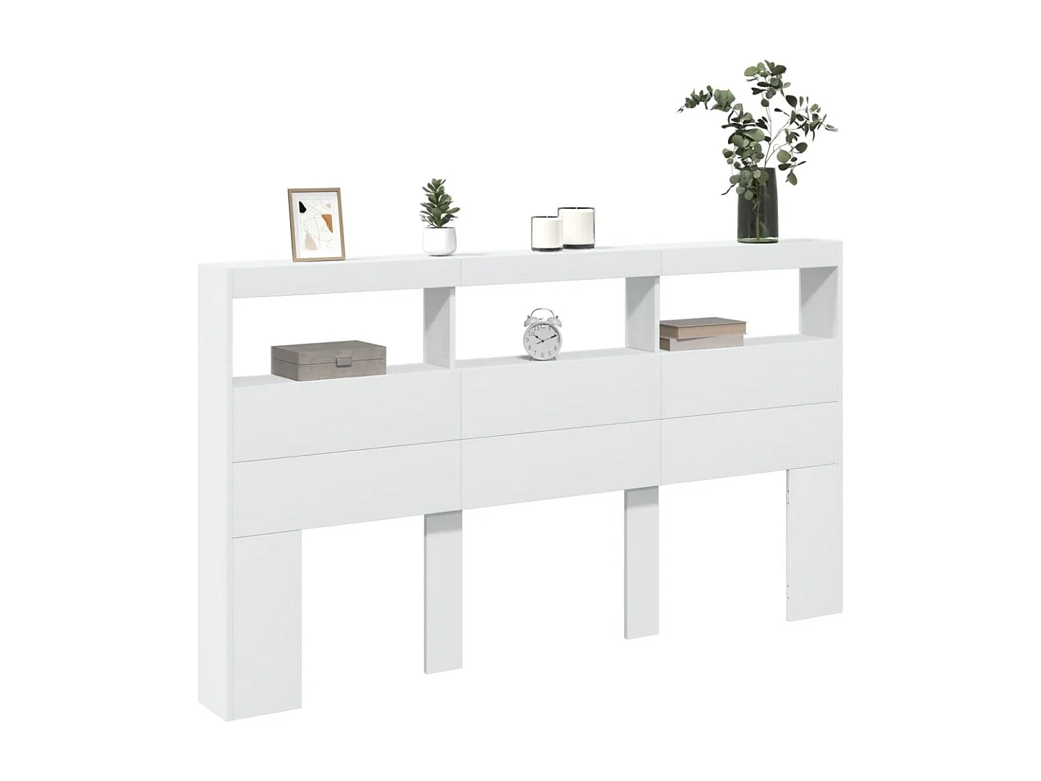 Armoire tête de lit avec LED blanc 180x17x102 cm