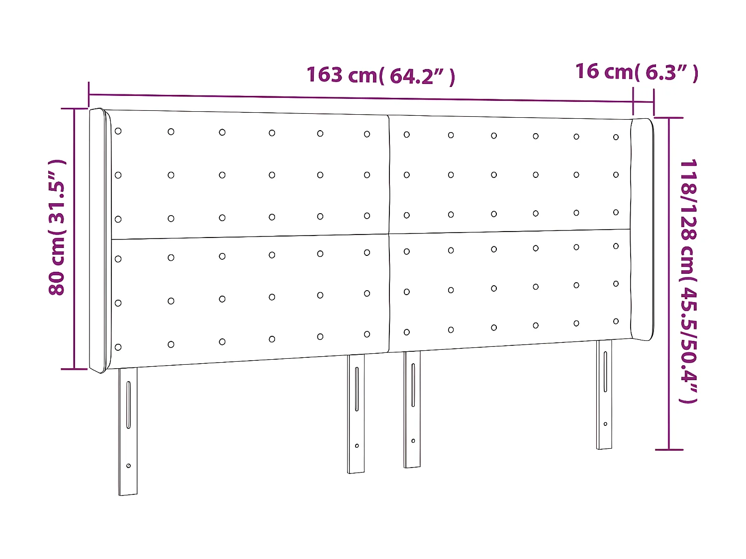 Cabeceira cama c/ abas couro artif. 163x16x118/128cm cappuccino