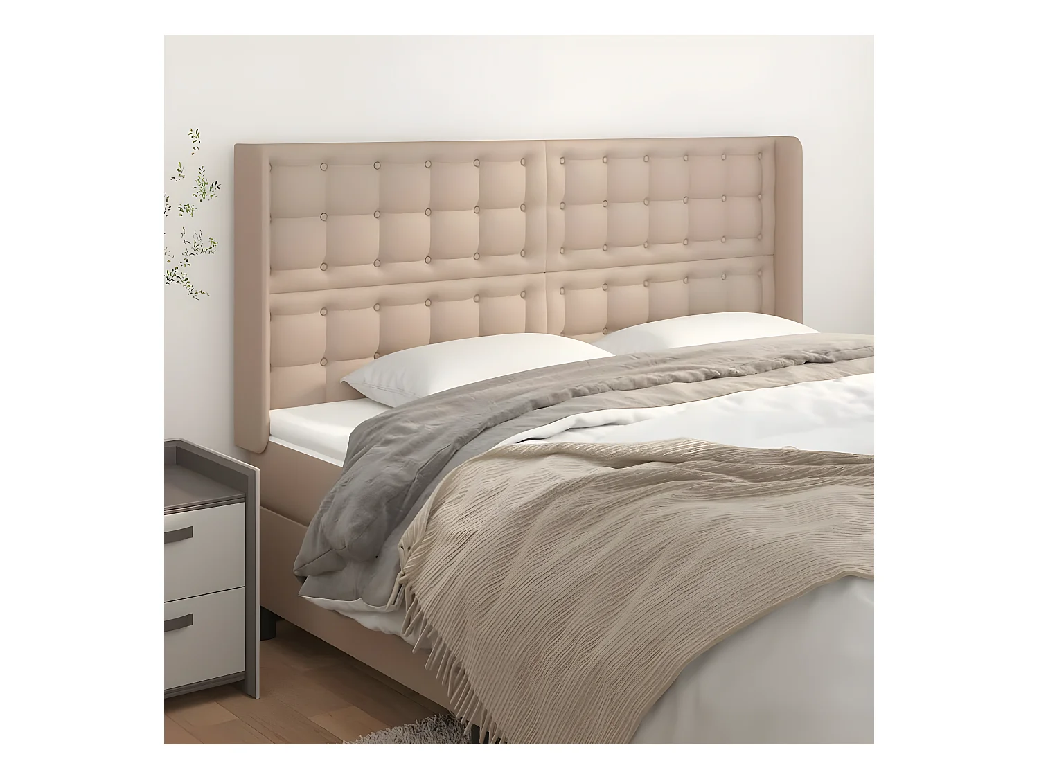 Tête de lit avec oreilles Cappuccino 163x16x118/128 cm