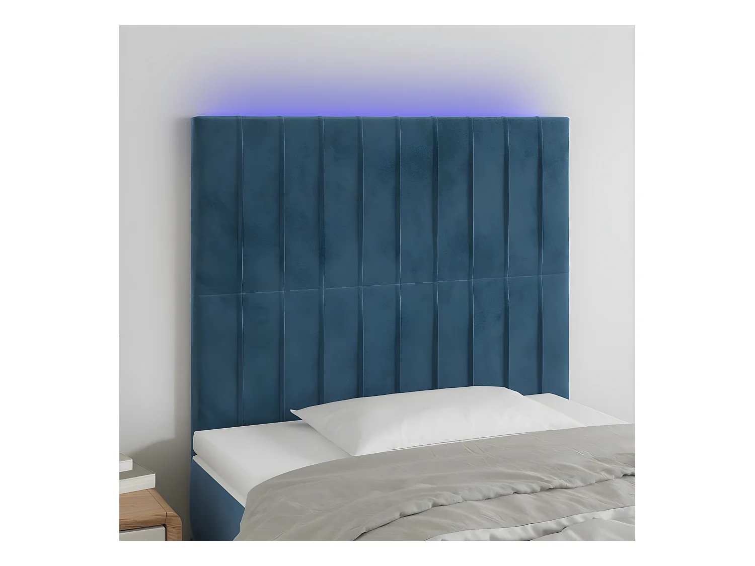Tête de lit à LED Bleu foncé 90x5x118/128 cm Velours
