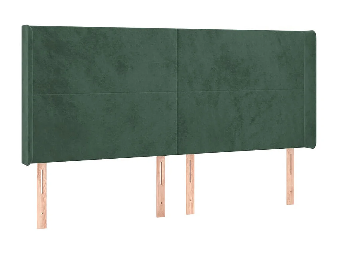 Cabecero con LED de terciopelo verde oscuro 183x16x118/128 cm