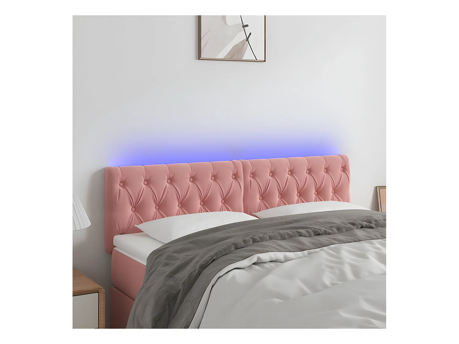 Tête de lit à LED Rose 144x7x78/88 cm Velours