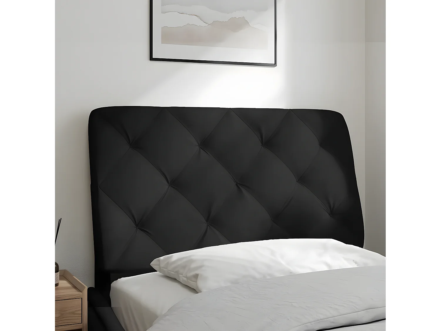 Coussin de tête de lit noir 90 cm velours