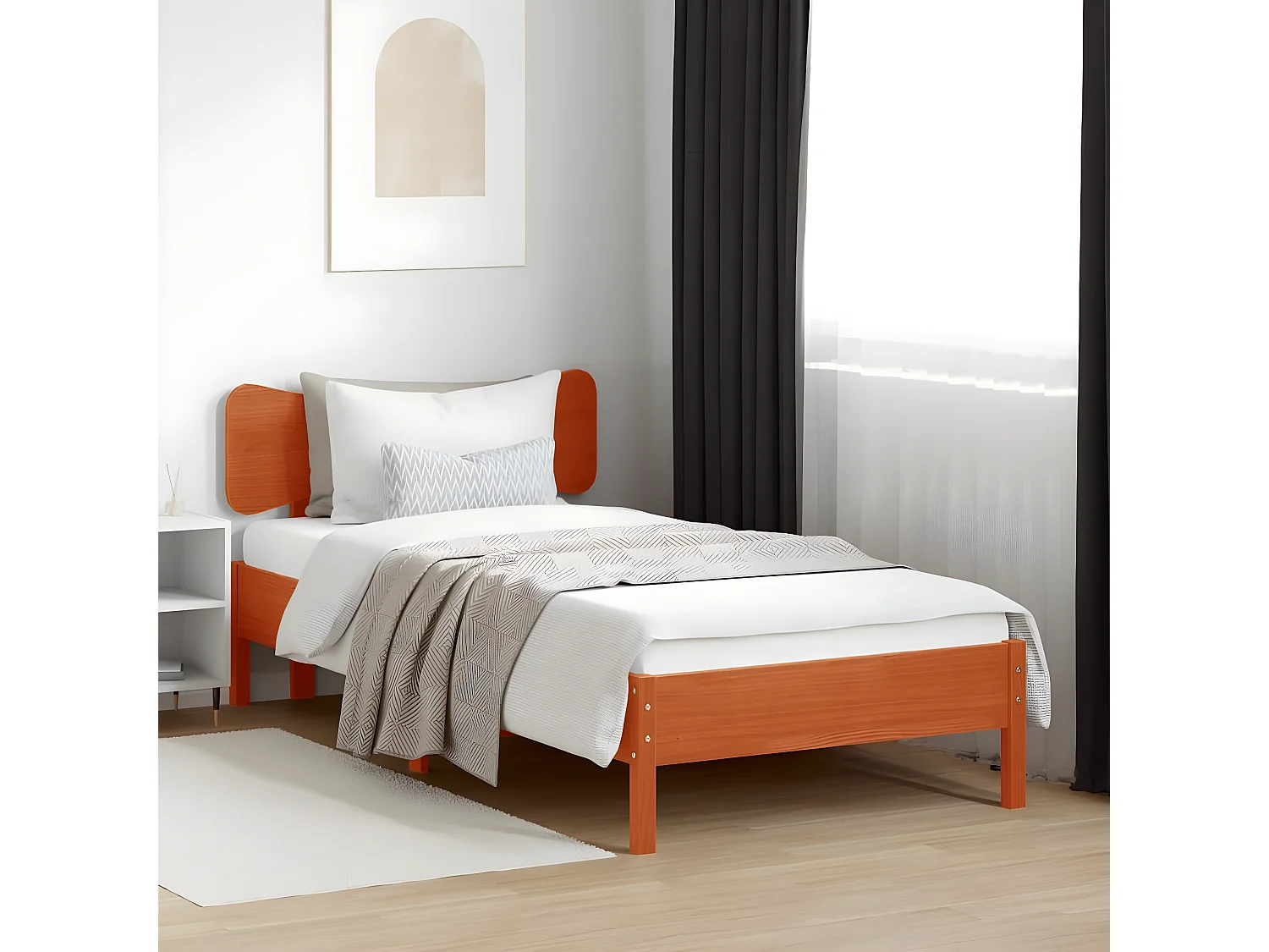 Tête de lit cire marron 75 cm bois massif de pin