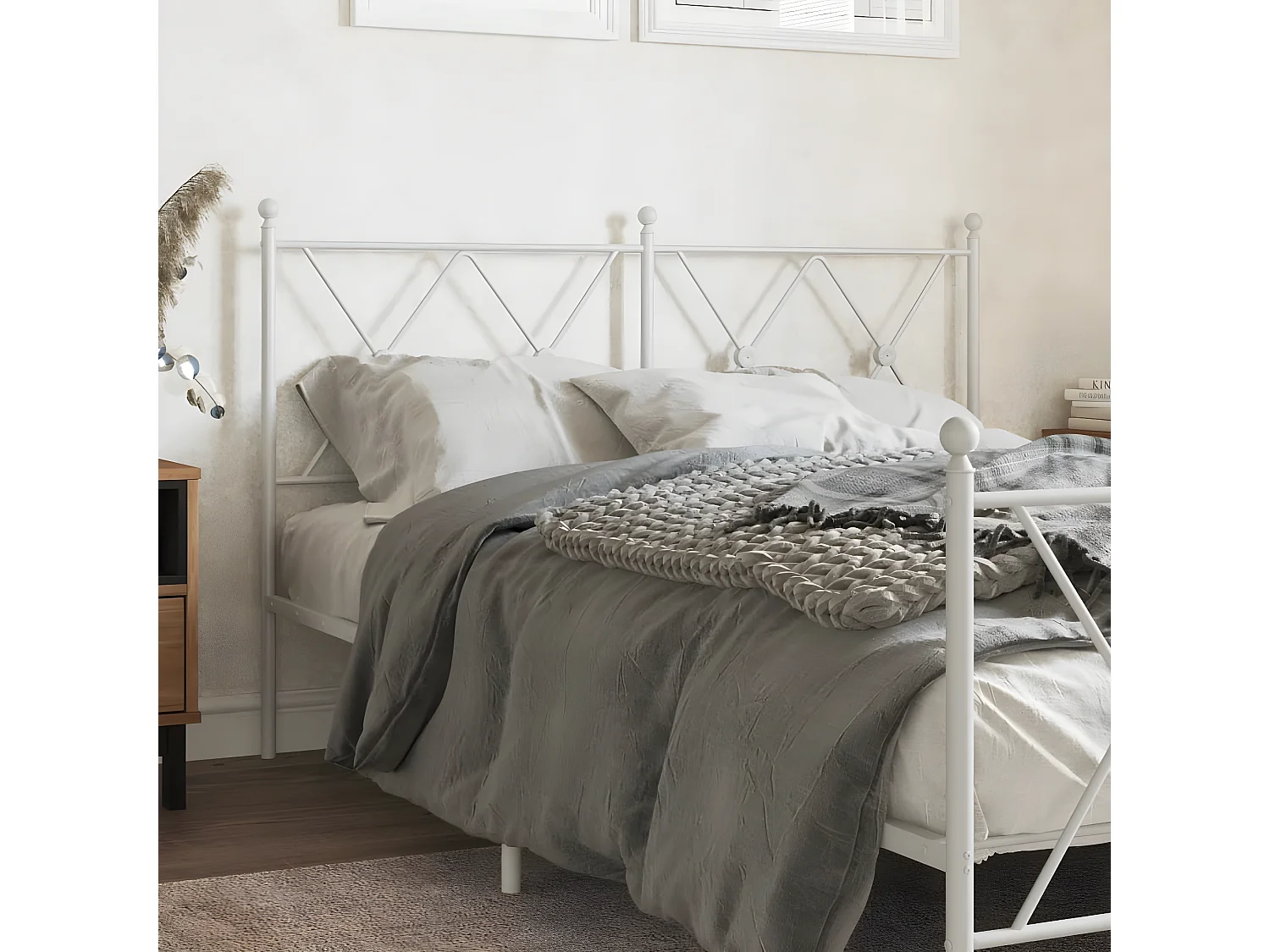 Tête de lit métal blanc 137 cm