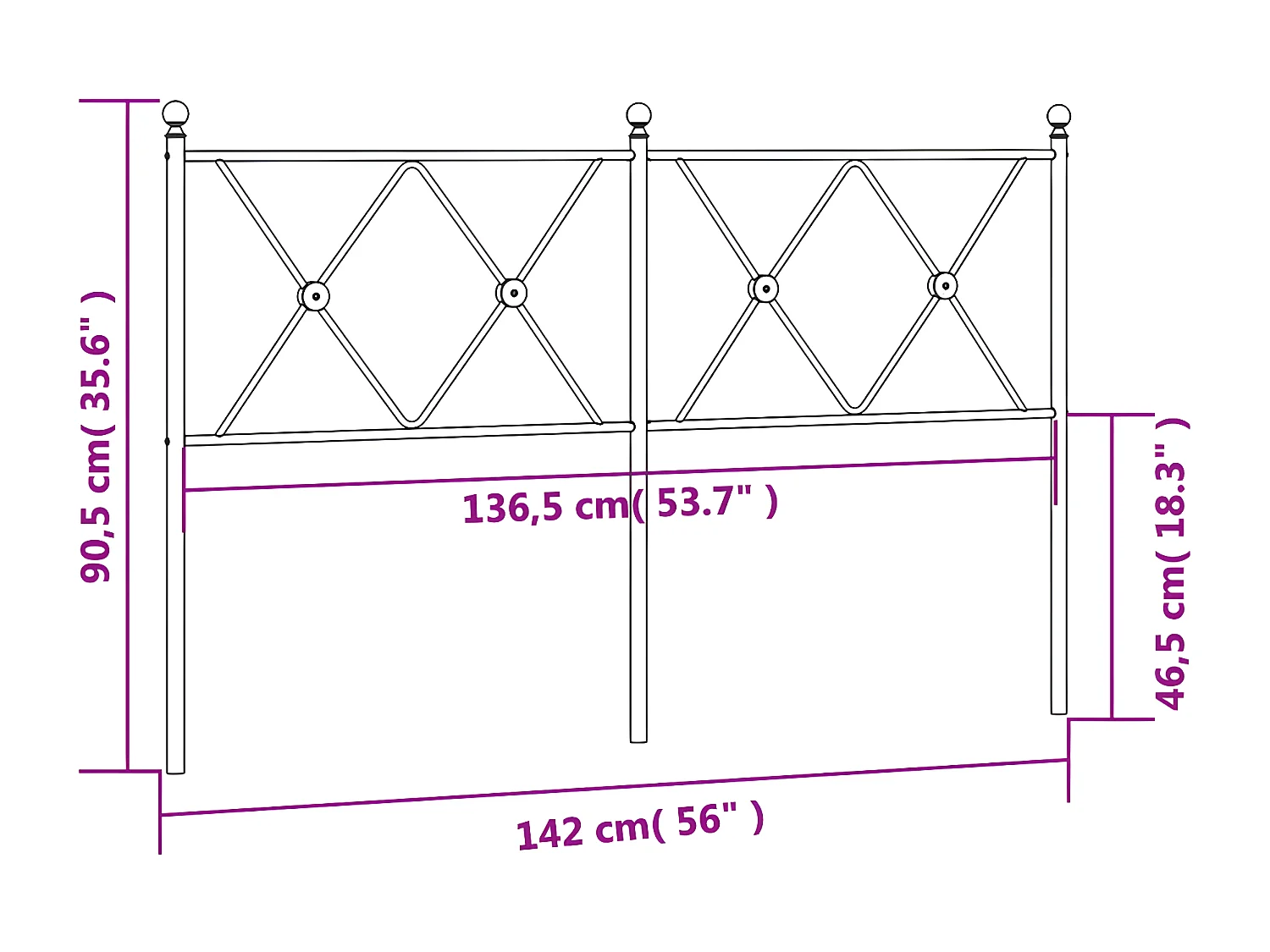 Tête de lit métal blanc 137 cm
