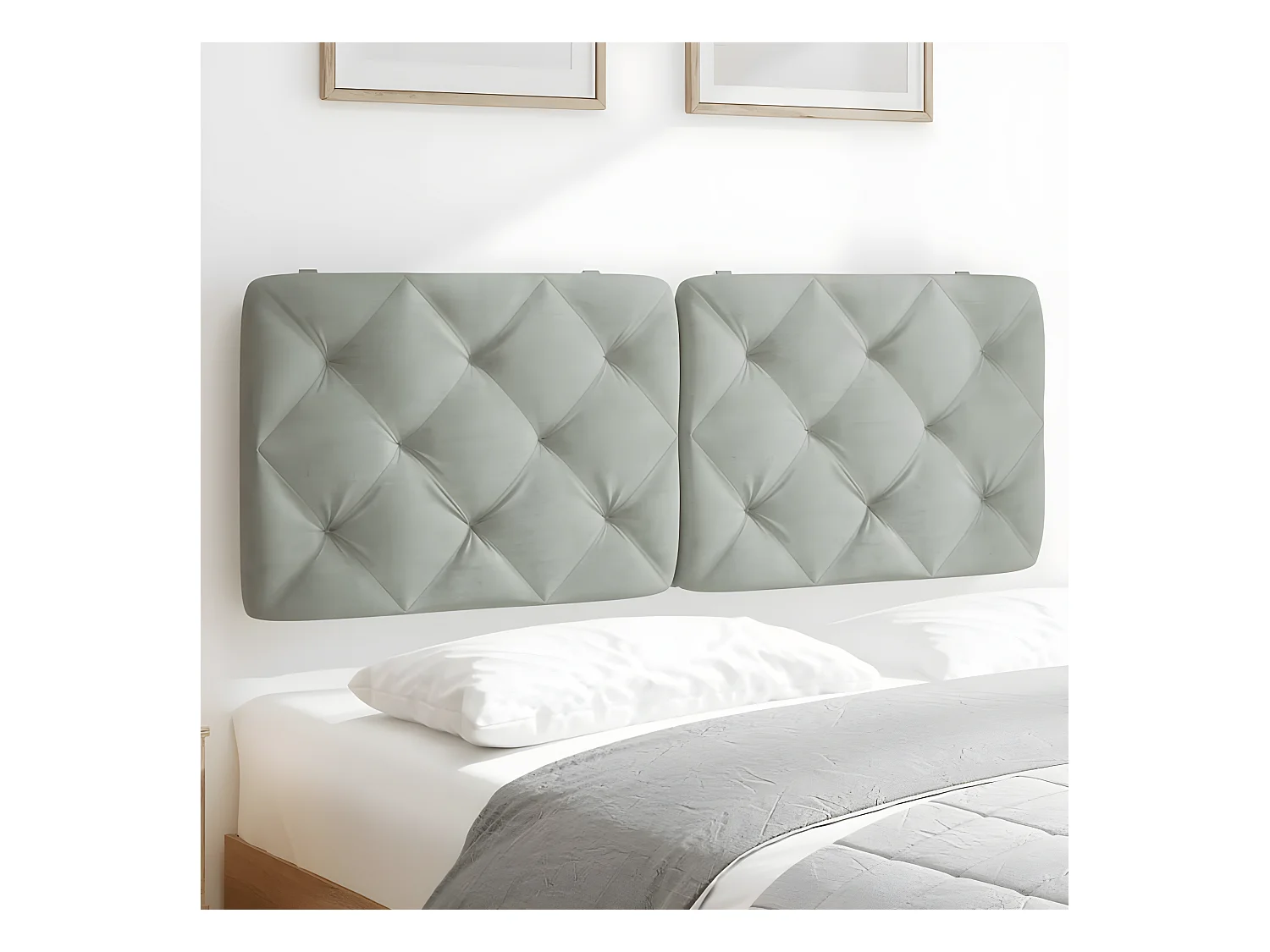 Coussin de tête de lit gris clair 140 cm velours