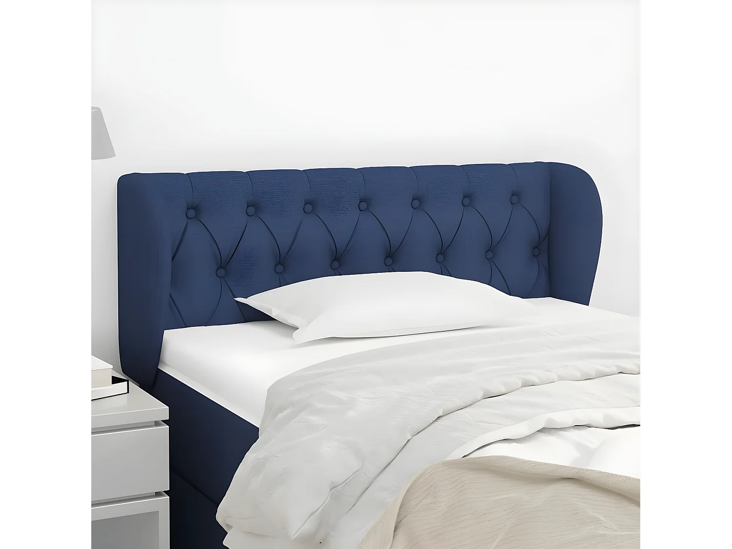 Tête de lit avec oreilles Bleu 103x23x78/88 cm Tissu