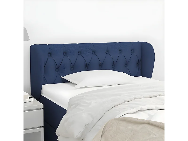 Cabeceira de cama c/ abas tecido 103x23x78/88 cm azul