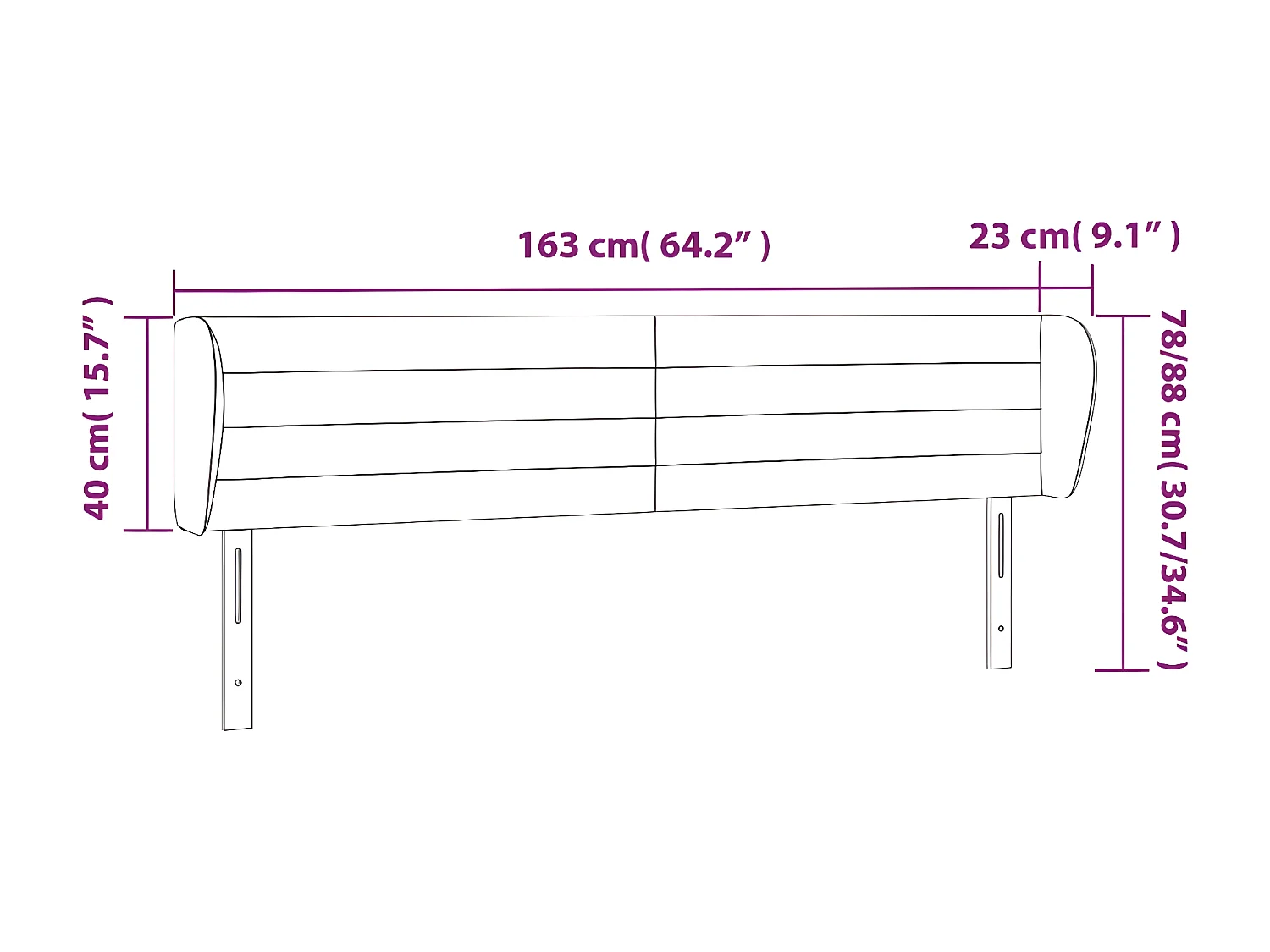 Tête de lit avec oreilles Rose 163x23x78/88 cm Velours