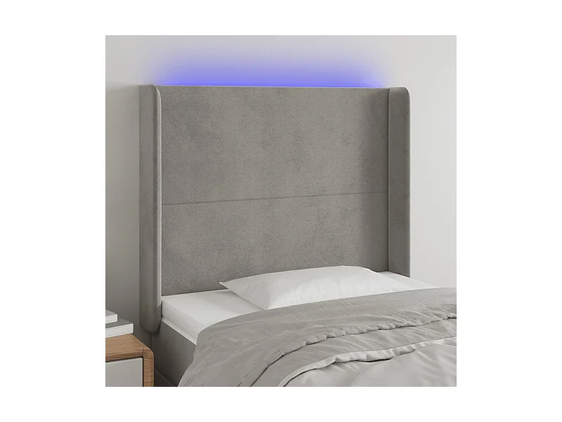 Tête de lit à LED Gris clair 83x16x118/128 cm Velours