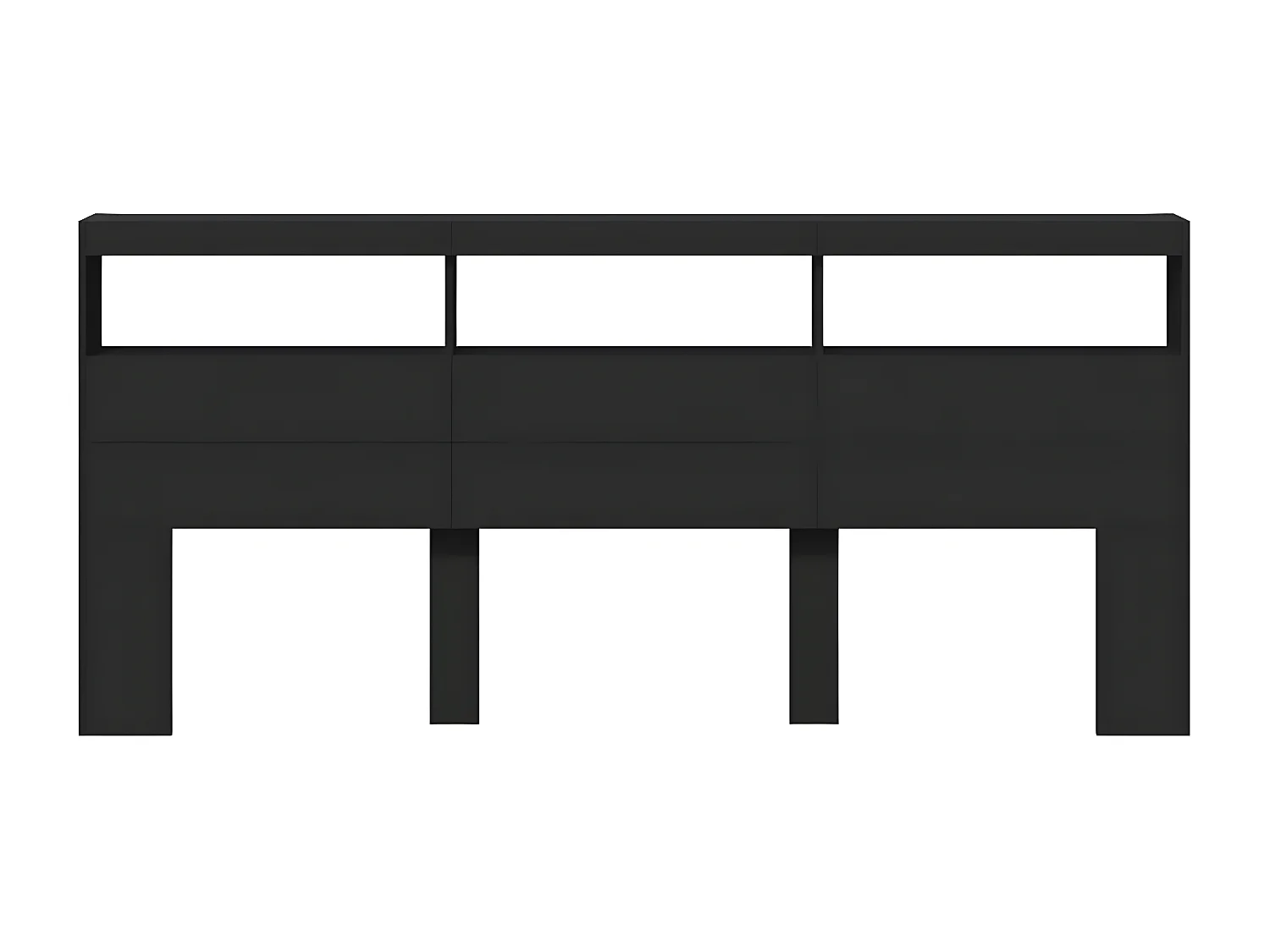 Armoire tête de lit avec LED noir 220x17x102 cm