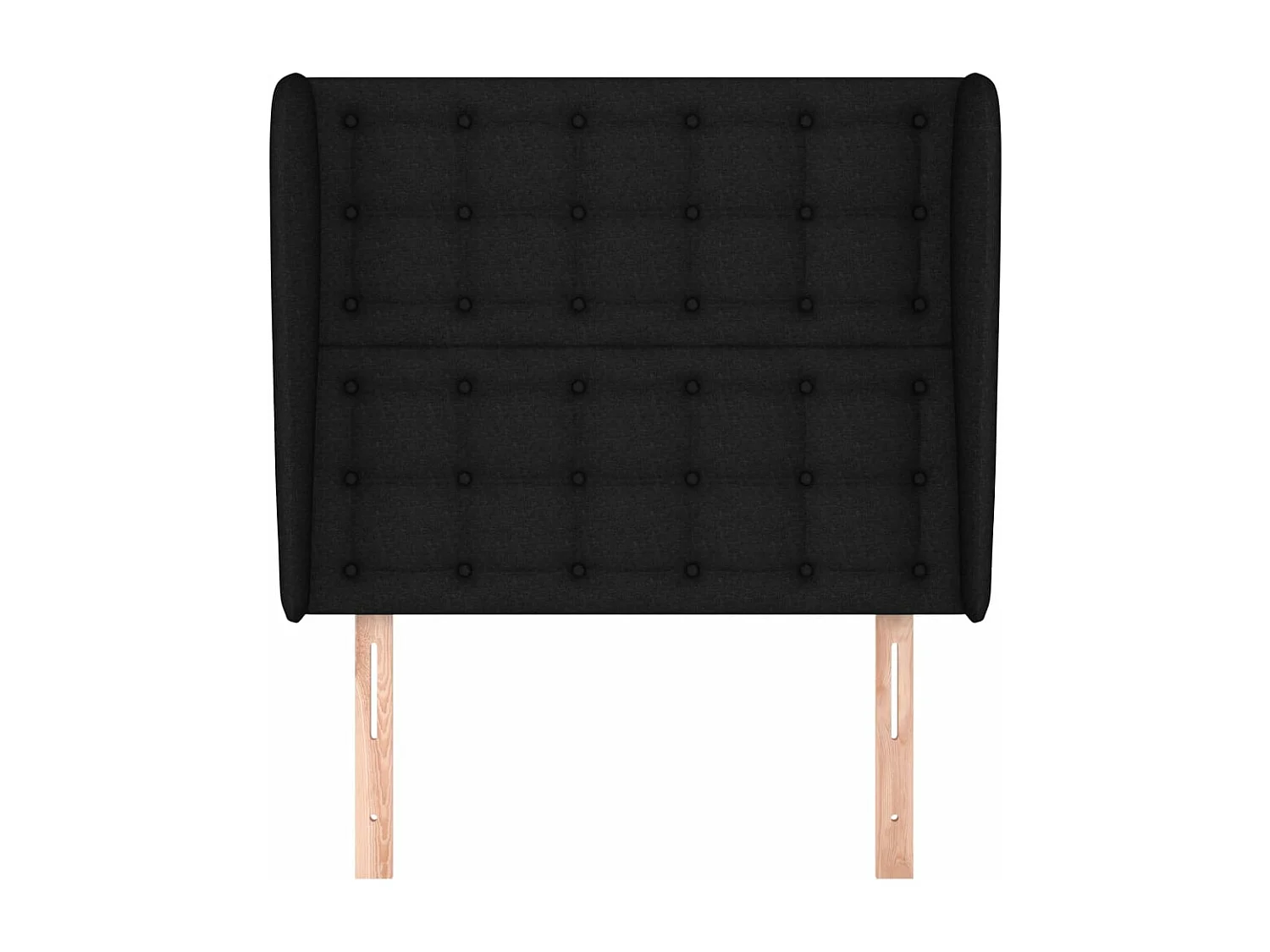 Cabecero con orejas de tela negro 93x23x118/128 cm