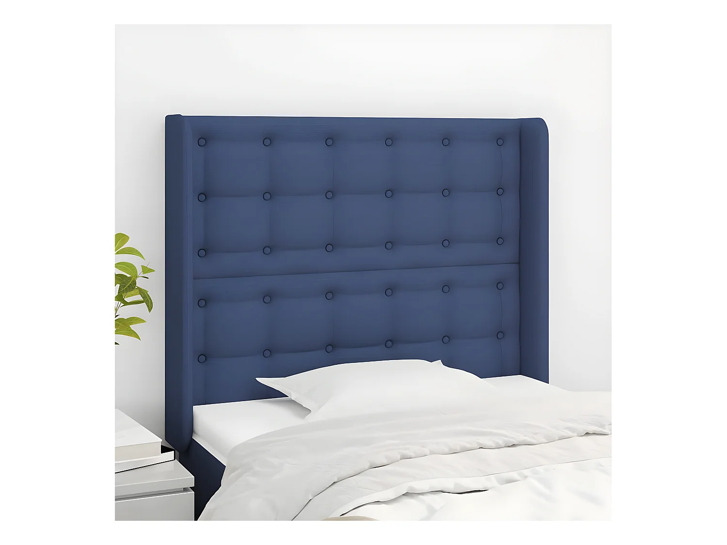 Tête de lit avec oreilles Bleu 83x16x118/128 cm Tissu
