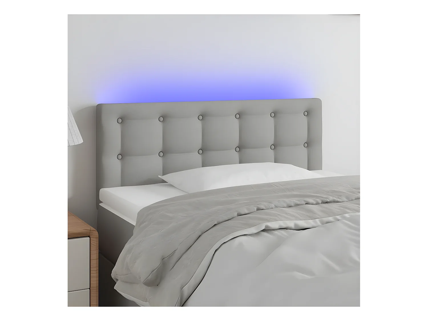 Tête de lit à LED Gris clair 100x5x78/88 cm Tissu