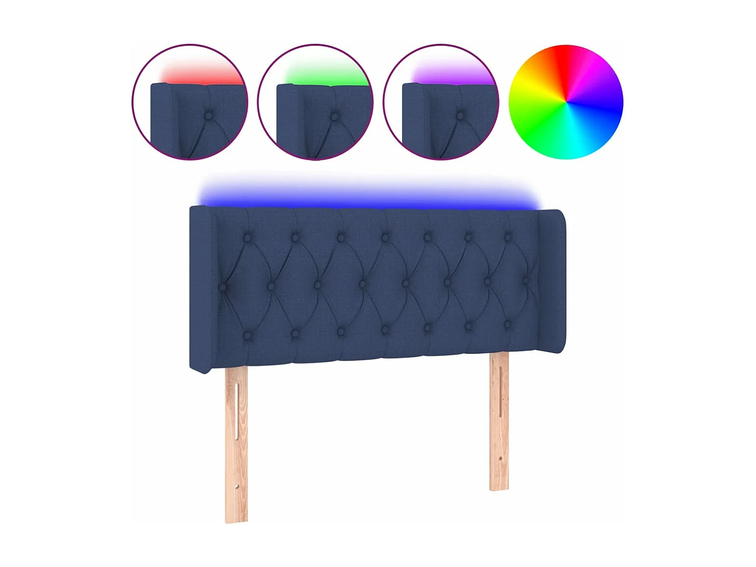 Tête de lit à LED Bleu 93x16x78/88 cm Tissu