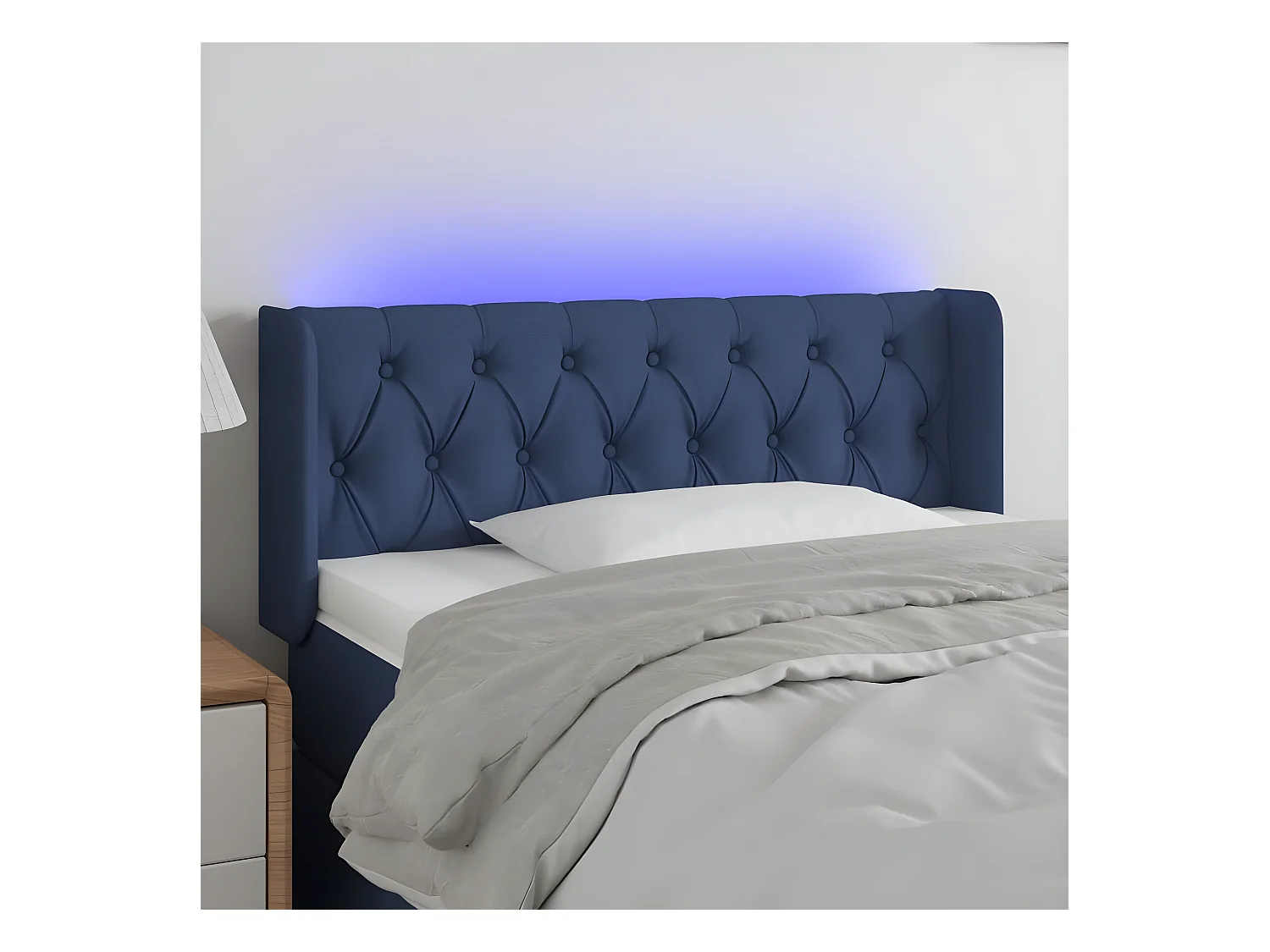 Tête de lit à LED Bleu 93x16x78/88 cm Tissu