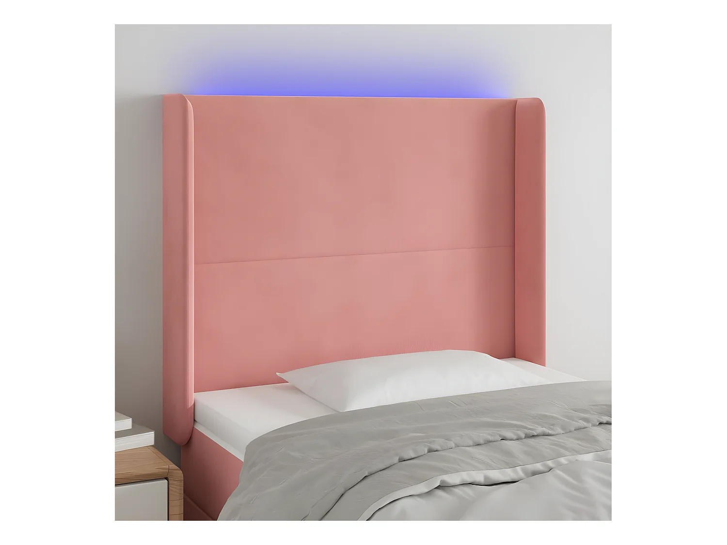 Hoofdbord LED 93x16x118/128 cm fluweel roze