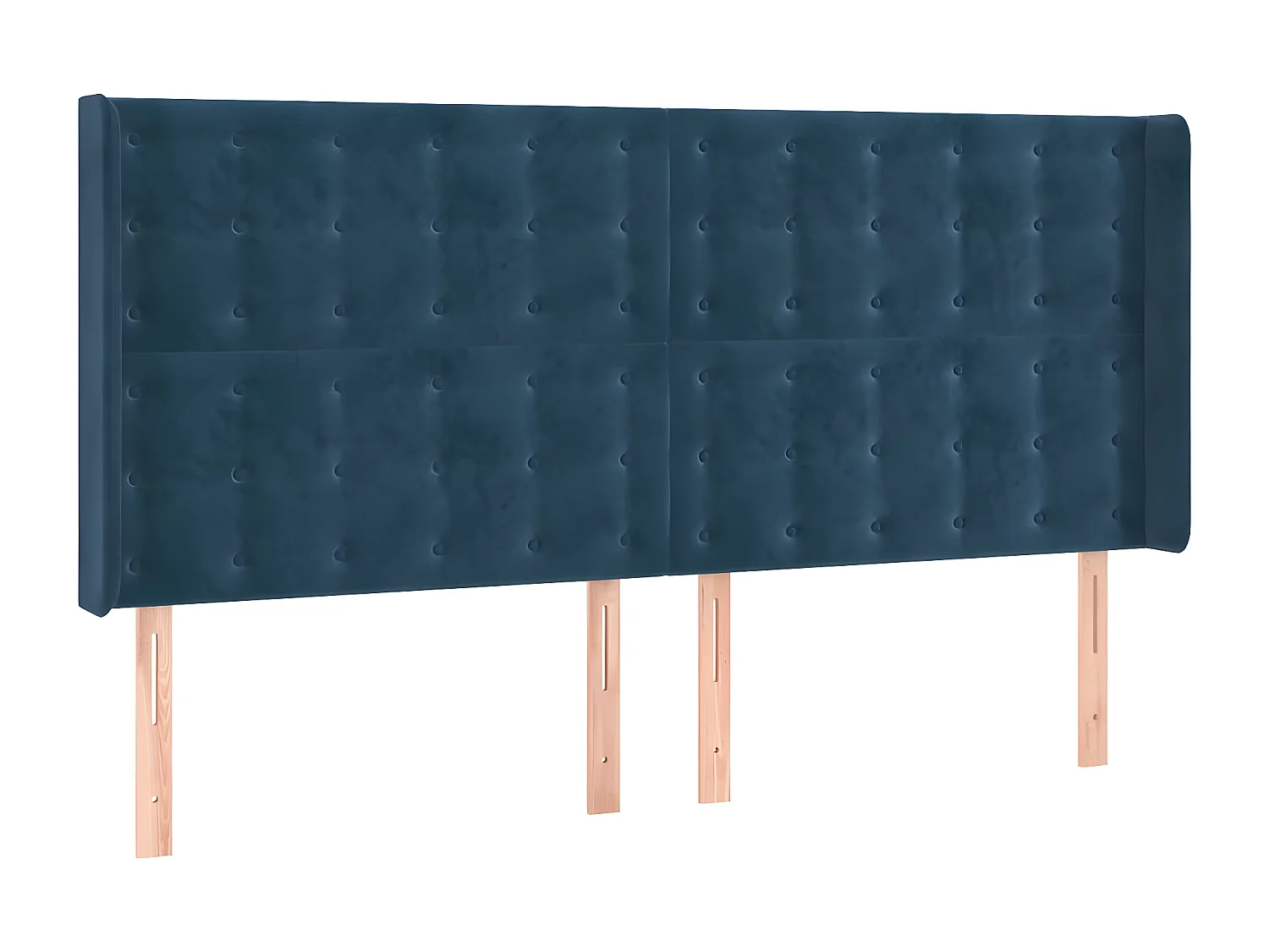 Cabecero con orejas de terciopelo azul oscuro 203x16x118/128 cm