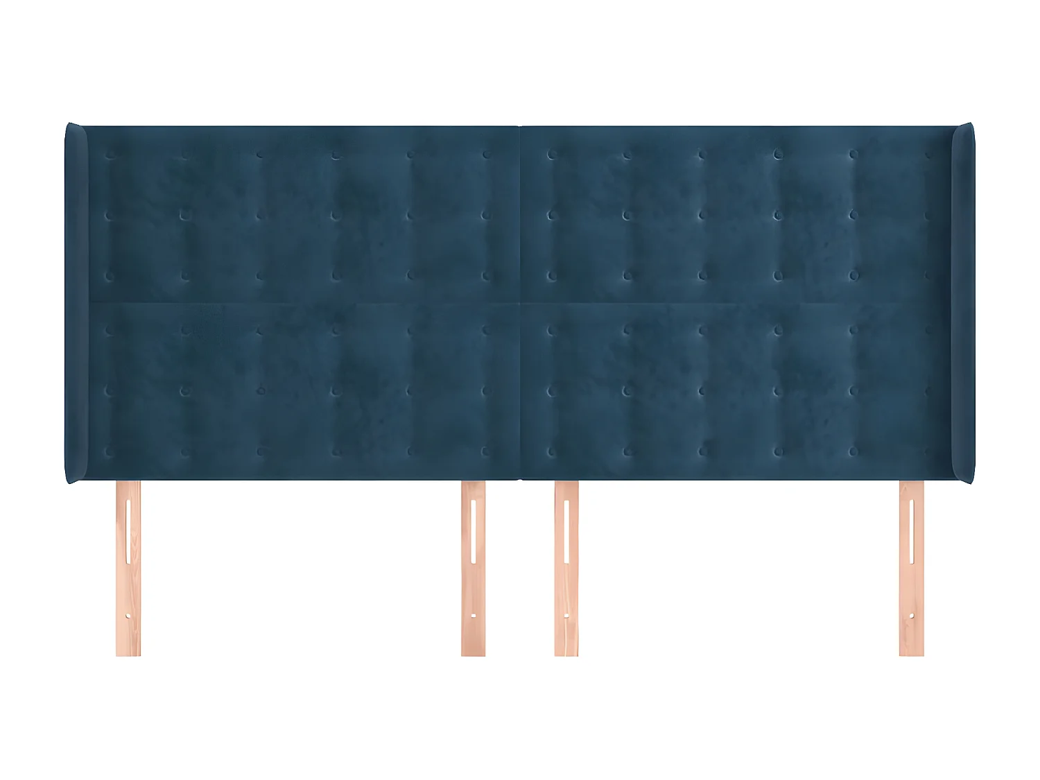 Cabecero con orejas de terciopelo azul oscuro 203x16x118/128 cm