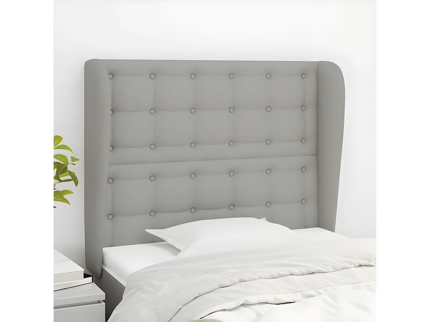 Tête de lit avec oreilles Gris clair 83x23x118/128 cm Tissu