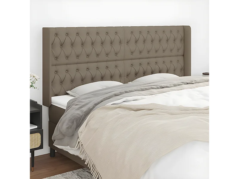 Tête de lit avec oreilles Taupe 203x16x118/128 cm Tissu