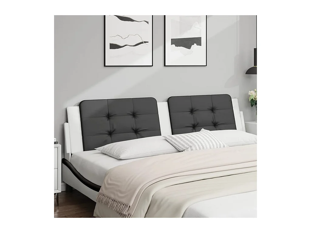Coussin de tête de lit noir et blanc 200 cm similicuir