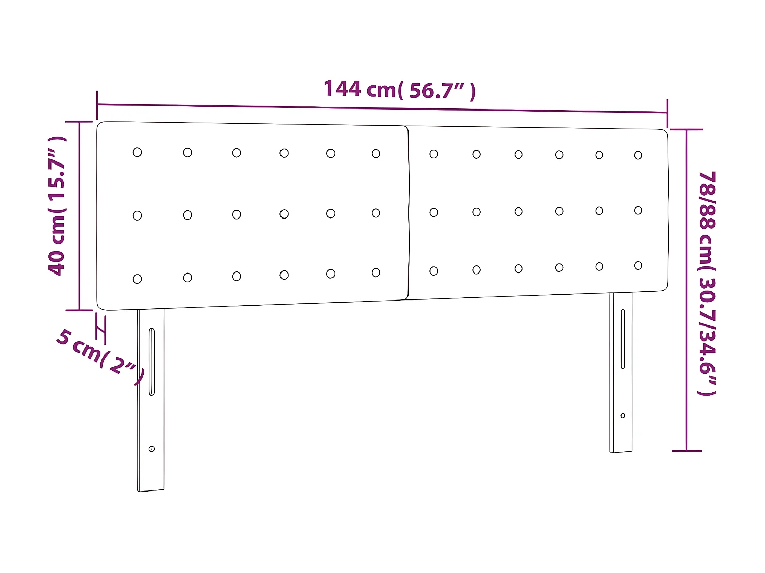 Tête de lit à LED Gris foncé 144x5x78/88 cm Tissu