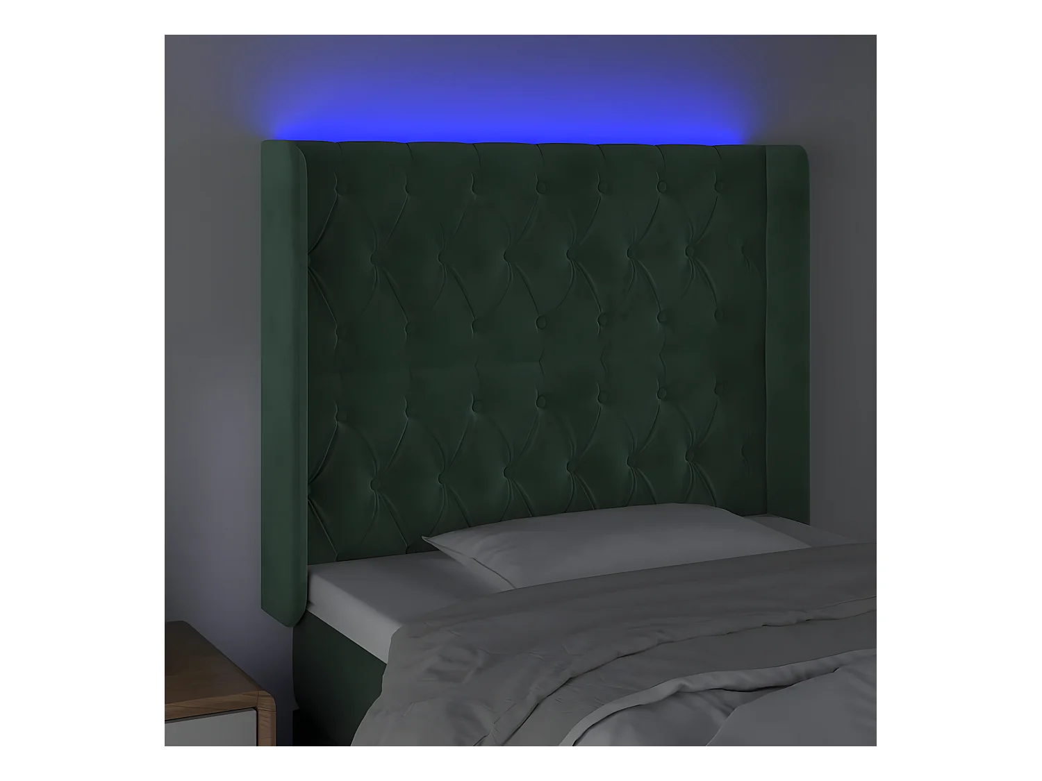 Tête de lit à LED Vert foncé 103x16x118/128 cm Velours