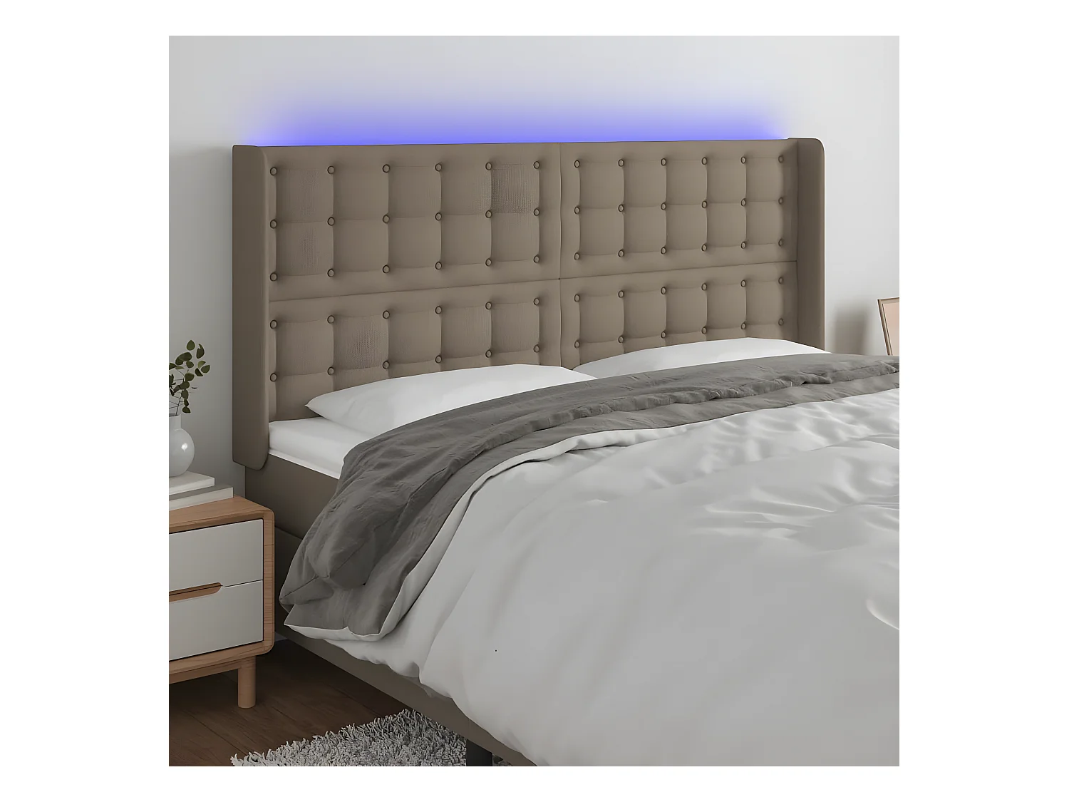 Tête de lit à LED Taupe 203x16x118/128 cm Tissu