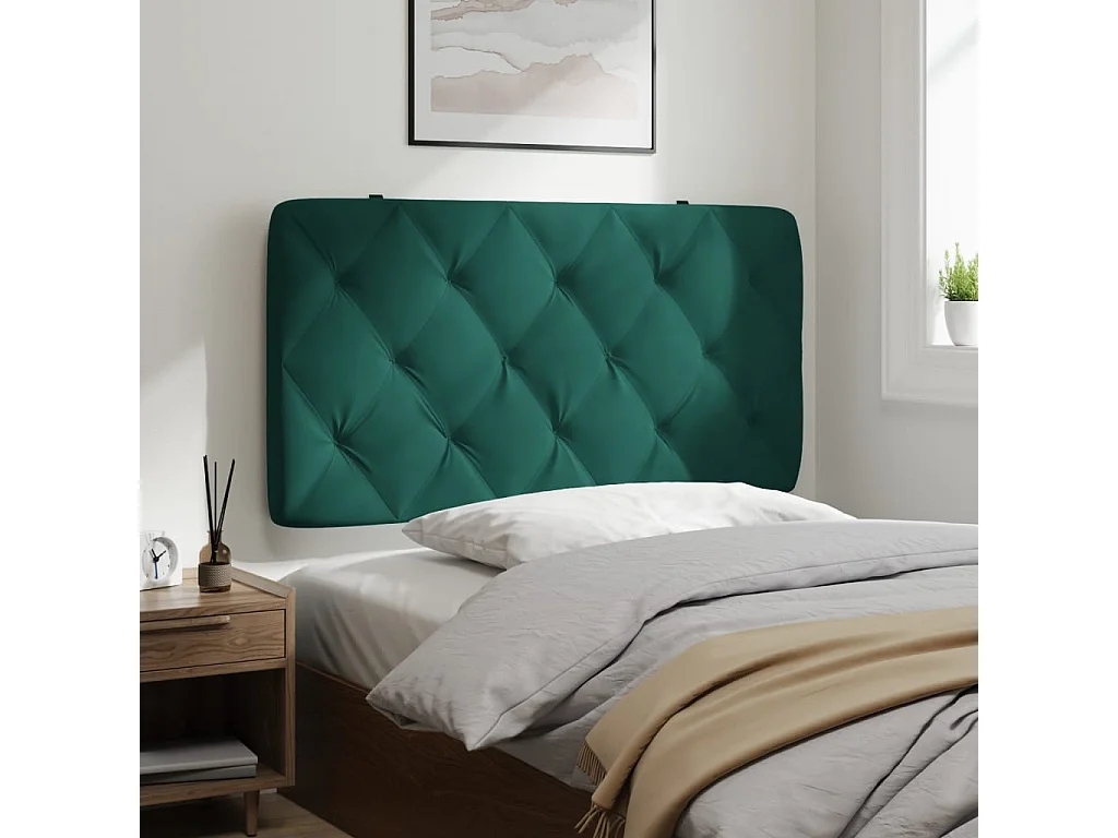 Coussin de tête de lit vert foncé 100 cm velours