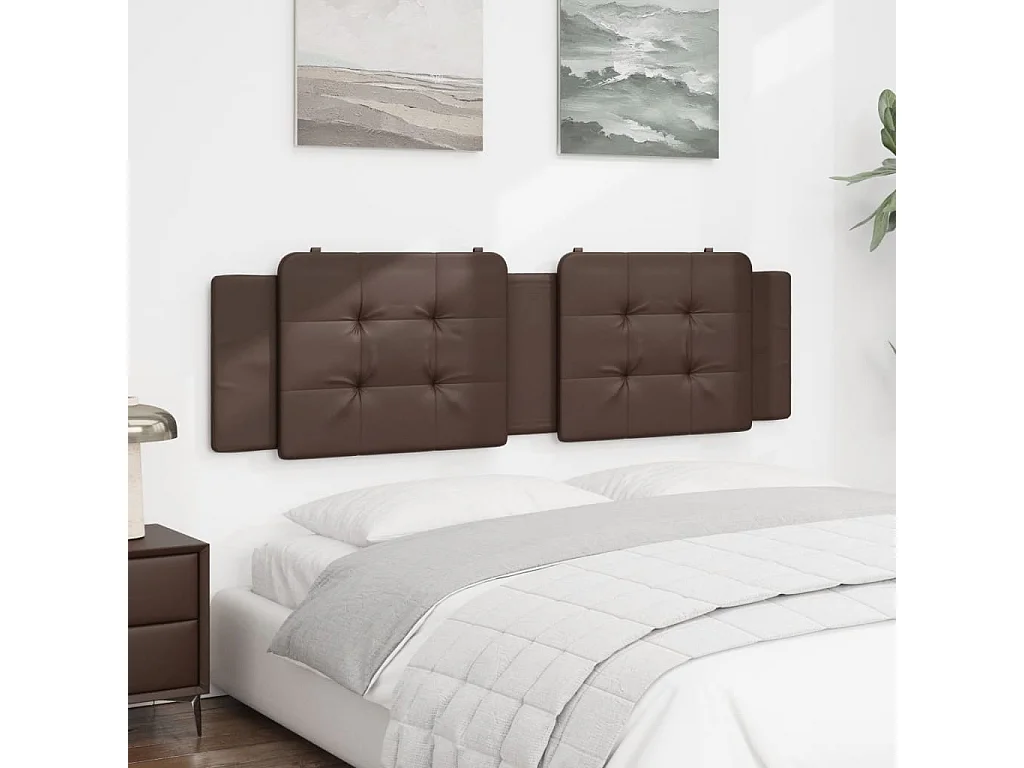 Coussin de tête de lit marron 180 cm similicuir