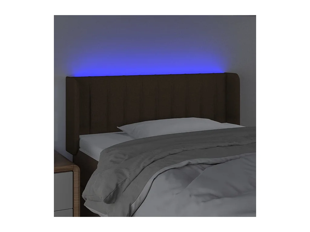 Tête de lit à LED Marron foncé 83x16x78/88 cm Tissu