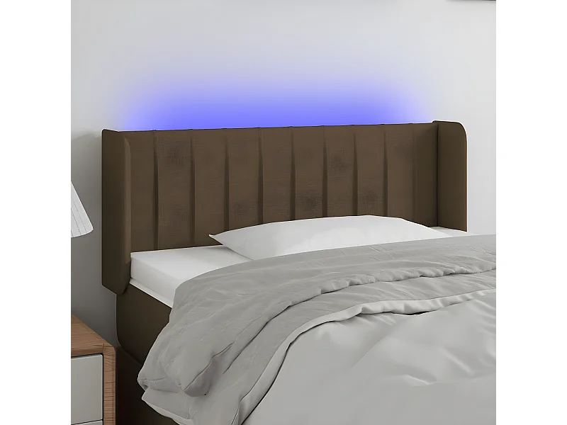 Tête de lit à LED Marron foncé 83x16x78/88 cm Tissu