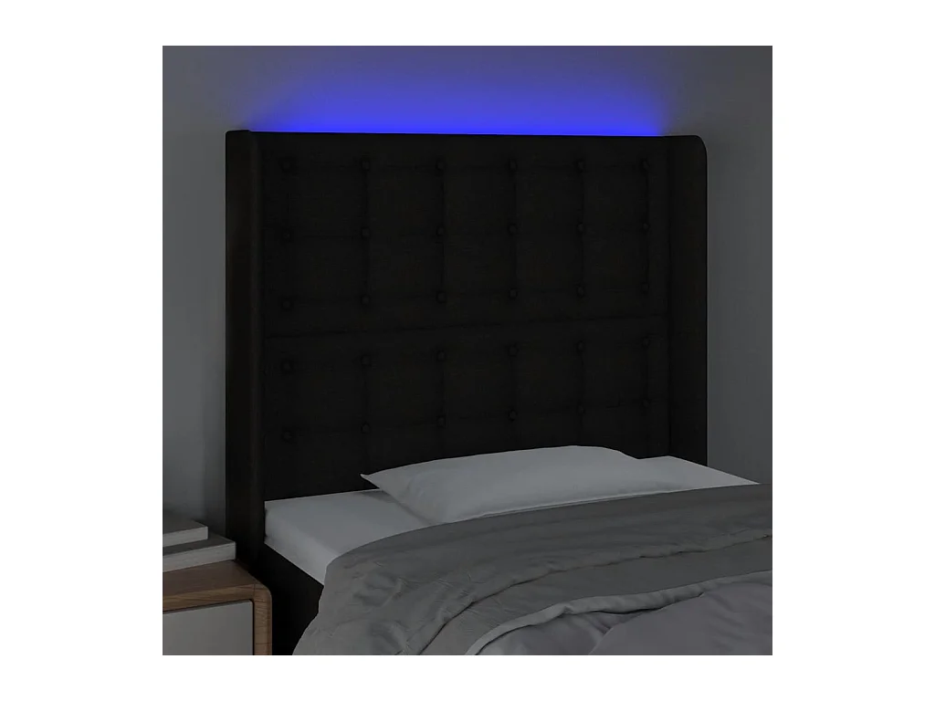Tête de lit à LED Noir 83x16x118/128 cm Tissu