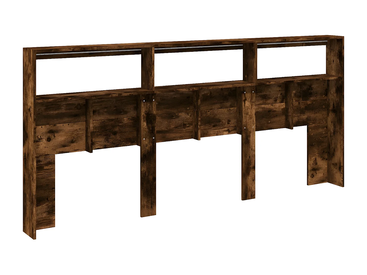 Armoire tête de lit avec LED chêne fumé 220x17x102 cm