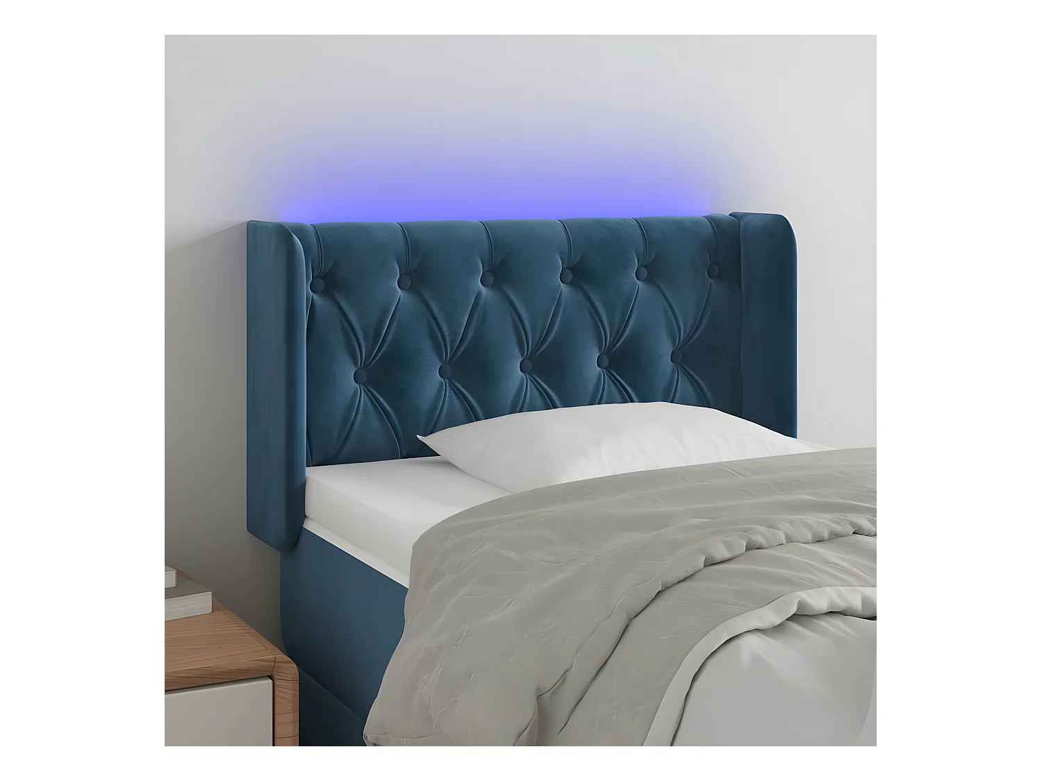 Tête de lit à LED Bleu foncé 83x16x78/88 cm Velours