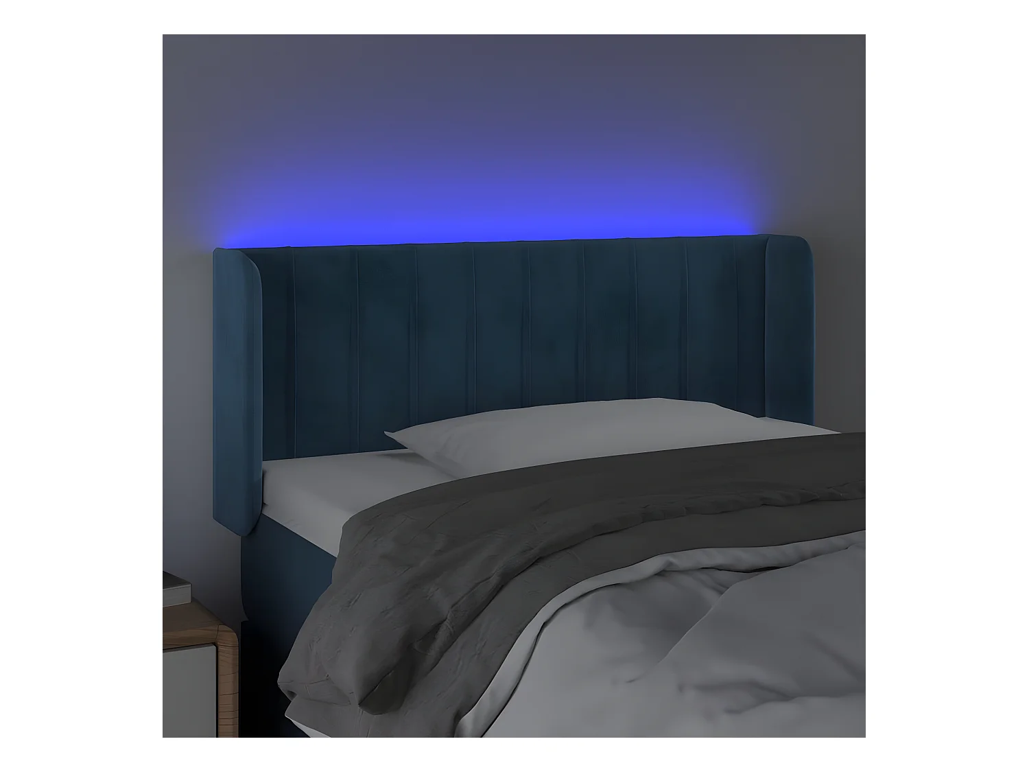 Tête de lit à LED Bleu foncé 103x16x78/88 cm Velours