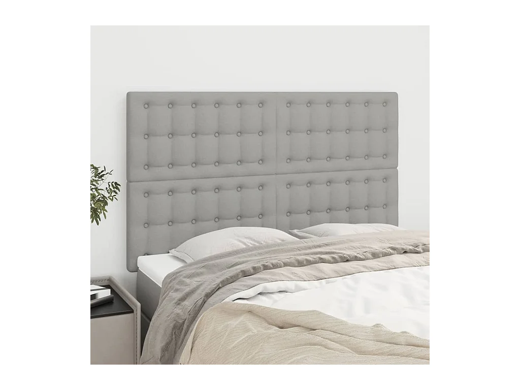 Têtes de lit 4 pièces Gris clair 72x5x78/88 cm Tissu