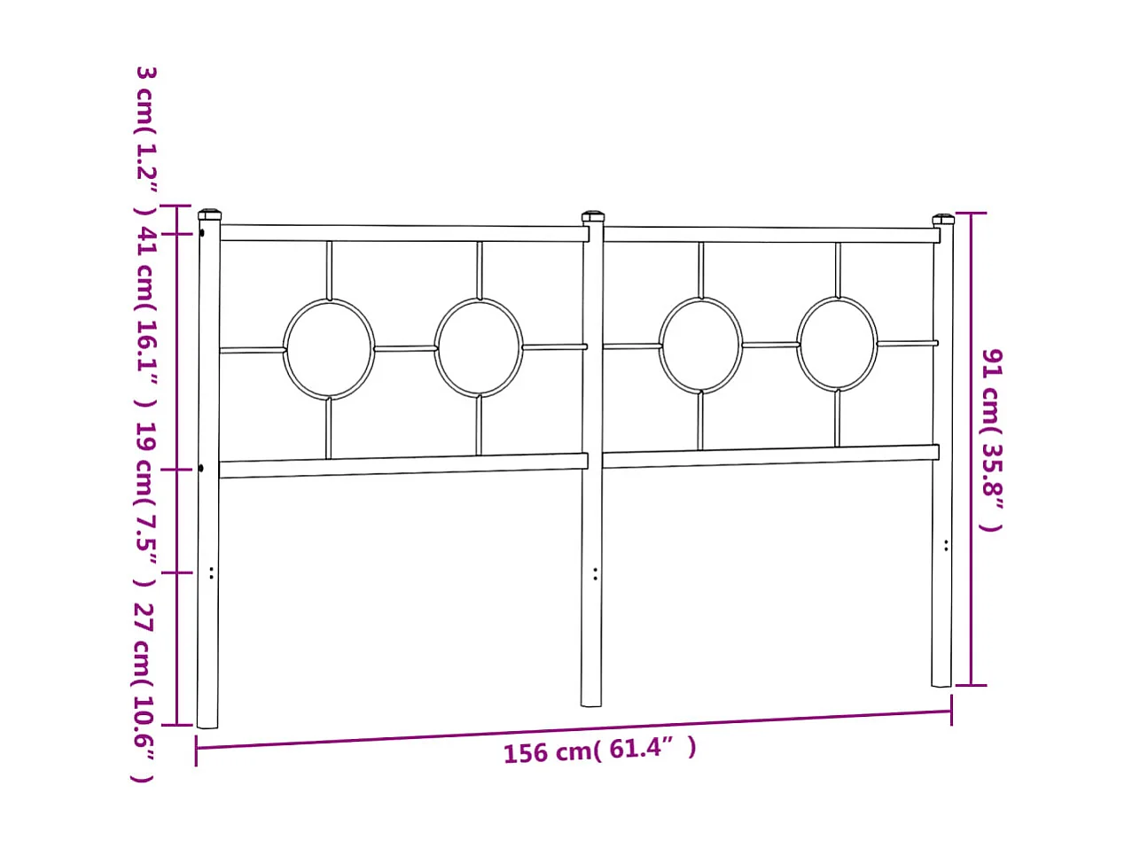 Tête de lit métal blanc 150 cm