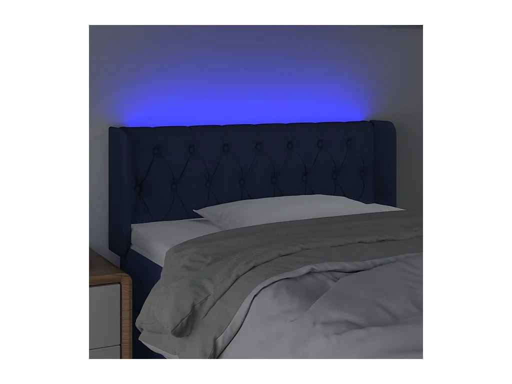 Tête de lit à LED Bleu 103x16x78/88 cm Tissu