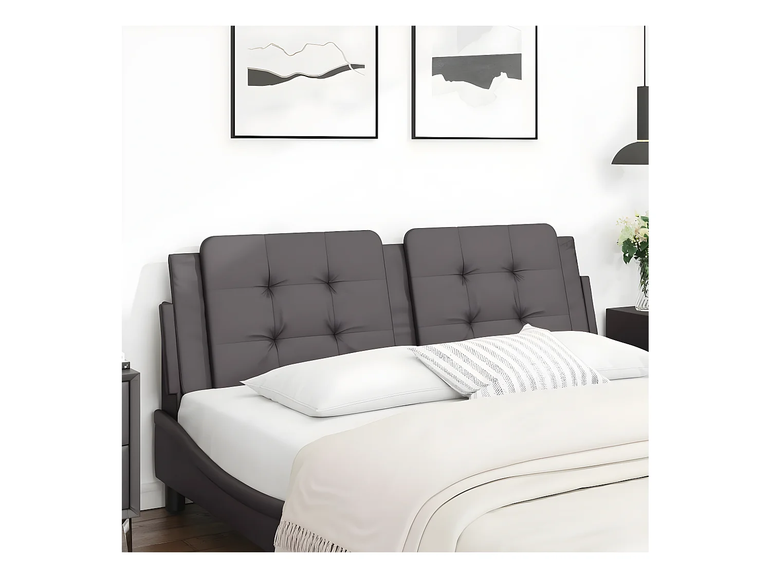 Coussin de tête de lit gris 160 cm similicuir