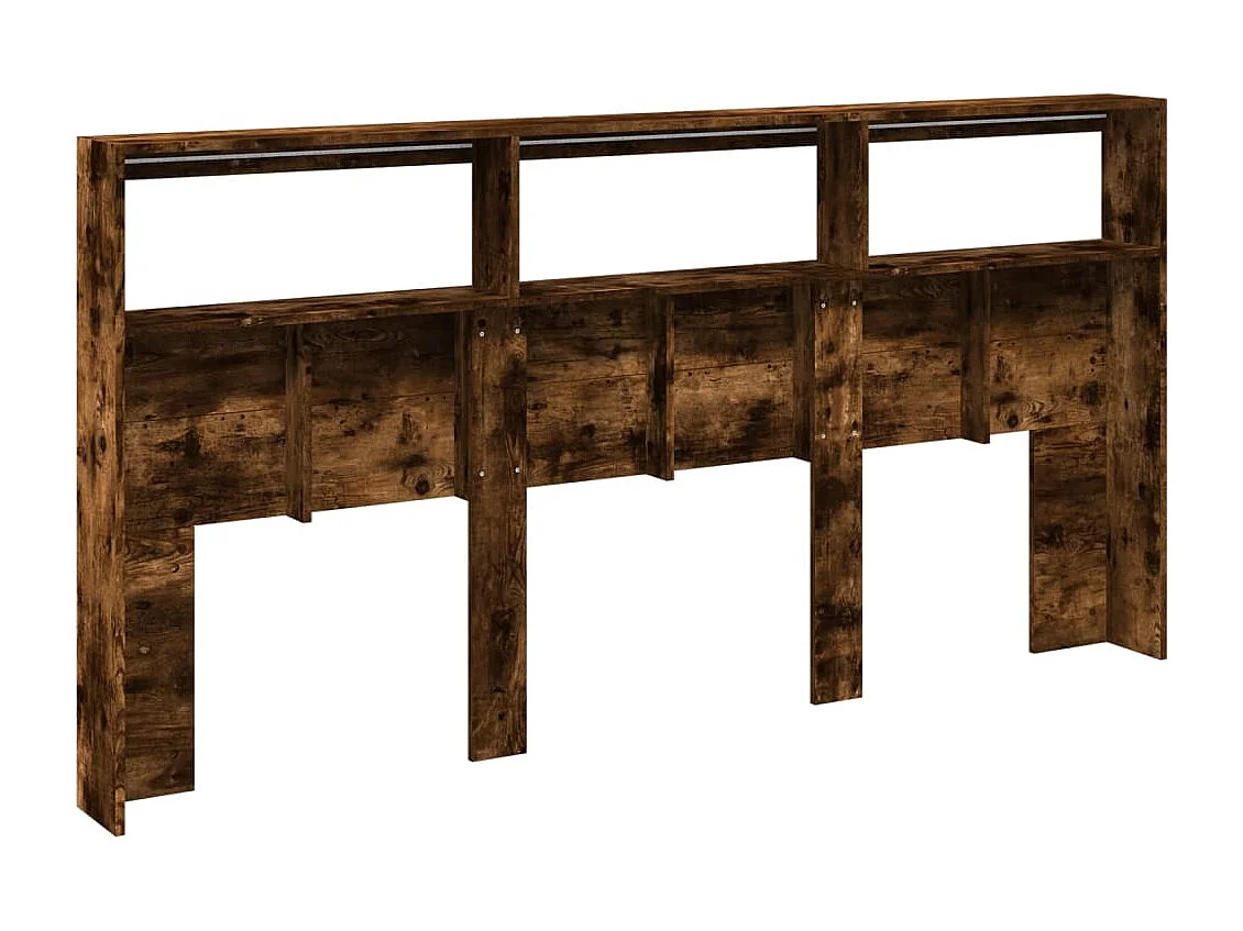 Armoire tête de lit avec LED chêne fumé 200x17x102 cm