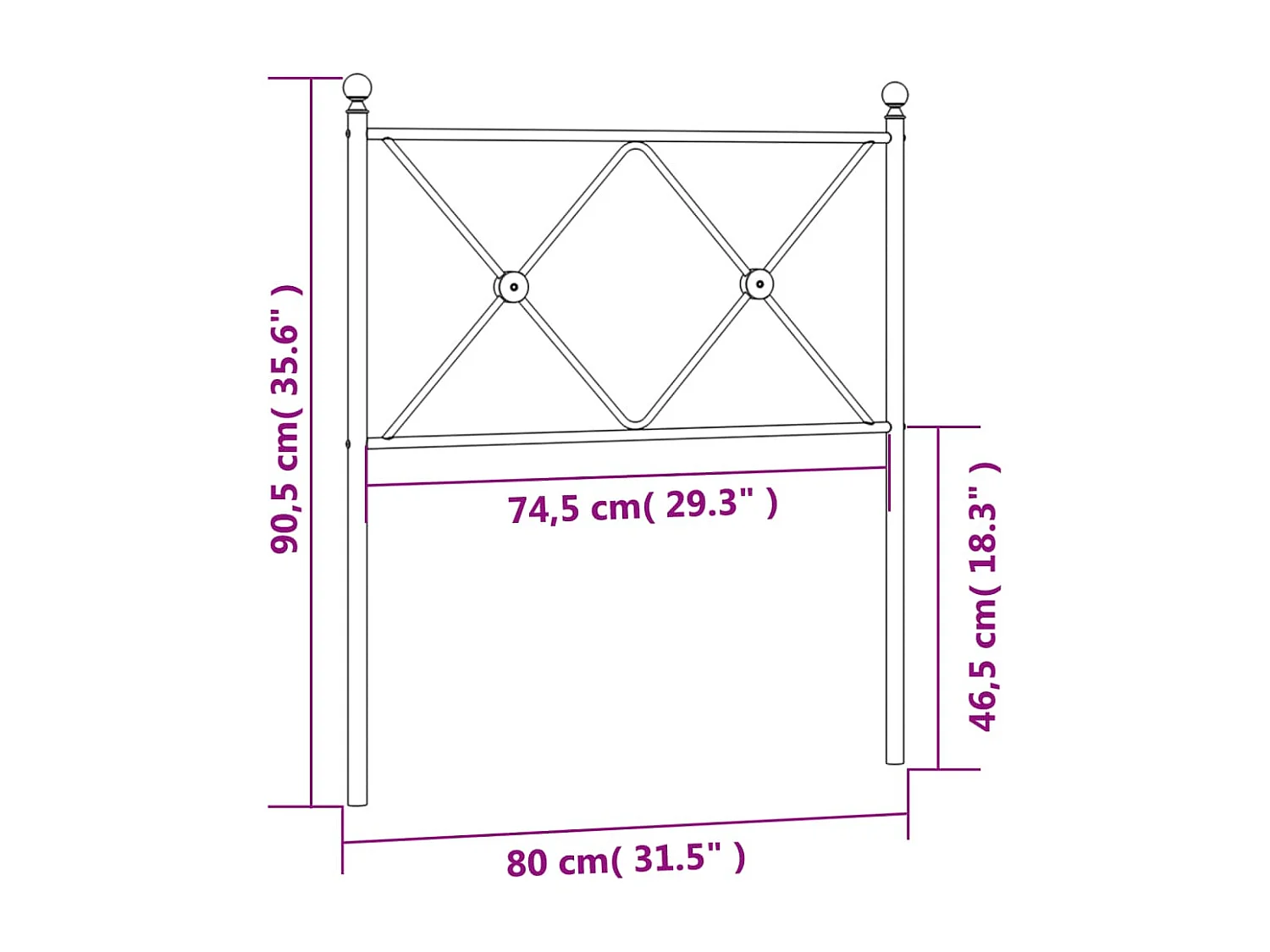 Cabecero de metal negro 75 cm