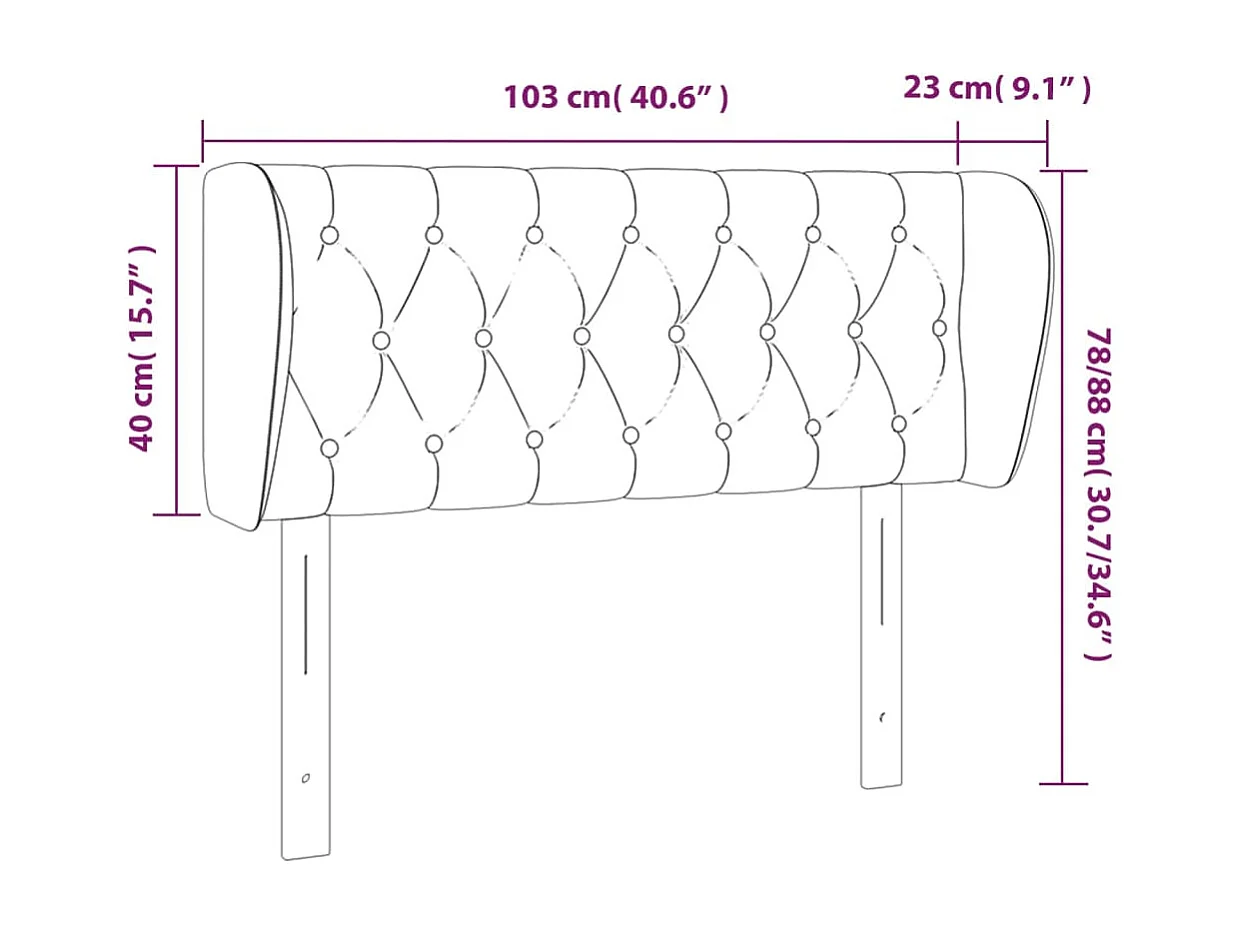 Tête de lit avec oreilles Taupe 103x23x78/88 cm Tissu