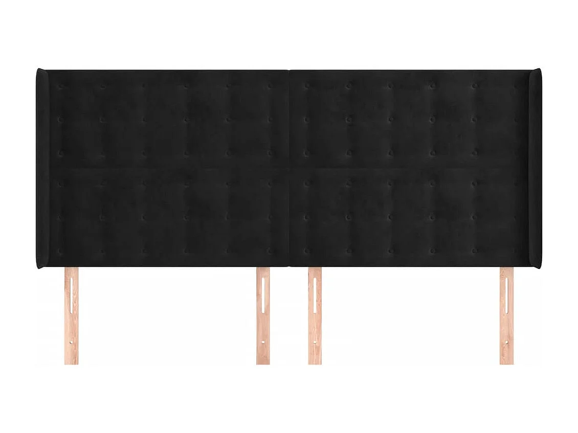 Tête de lit avec oreilles Noir 163x16x118/128 cm Velours