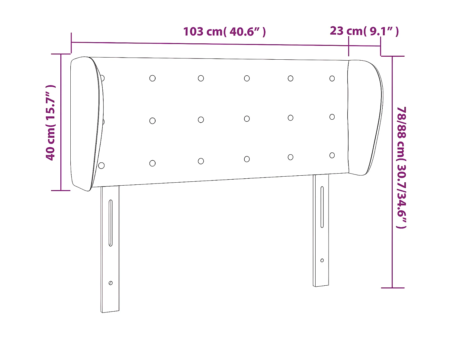 Cabecero de terciopelo rosa 103x23x78/88 cm