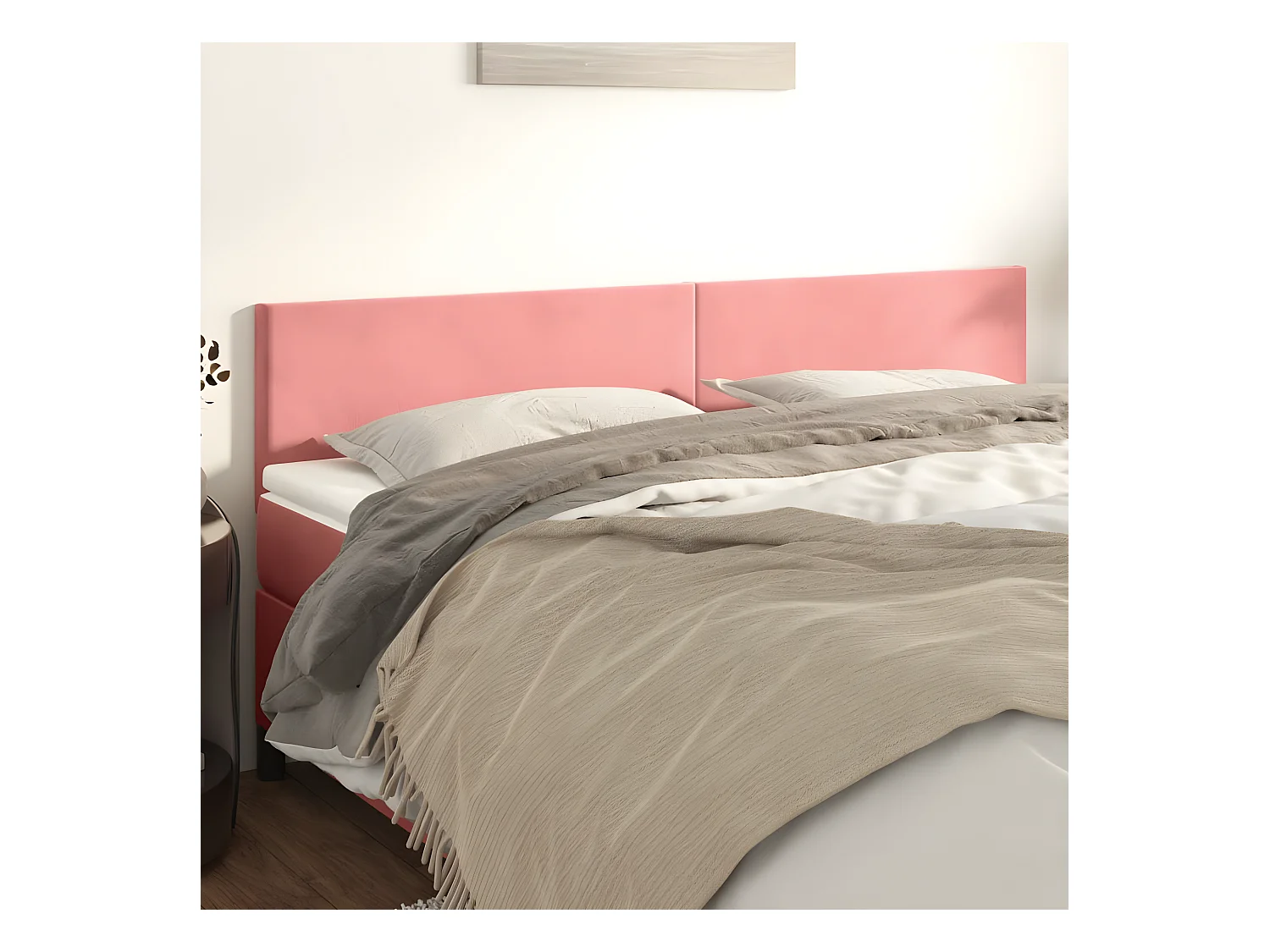 Hoofdborden 2 st 90x5x78/88 cm fluweel roze